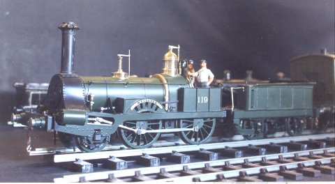 Photo of Model locomotive 2-2-2 Mastodon at Kidderminster LNWR open day 2015